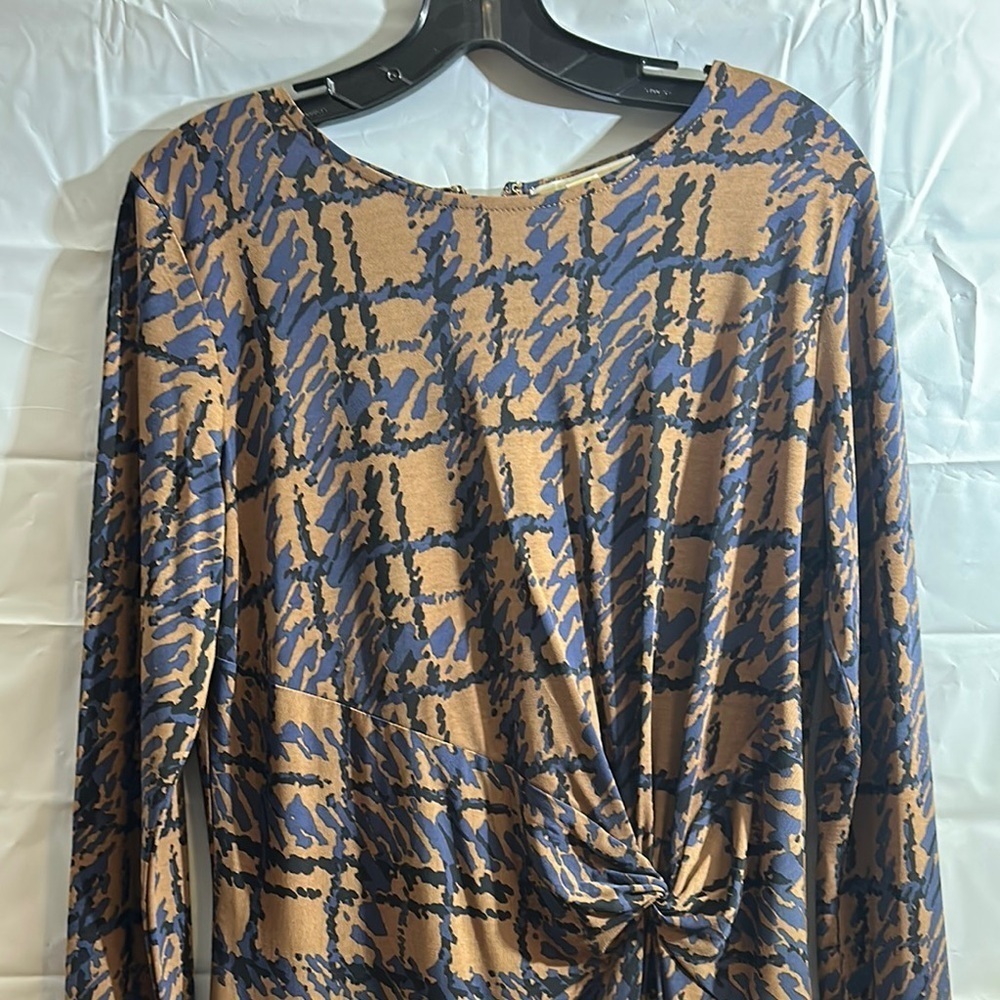 Michael Kors Blue and Brown Ruched Dress size medium - Picture 3 of 5